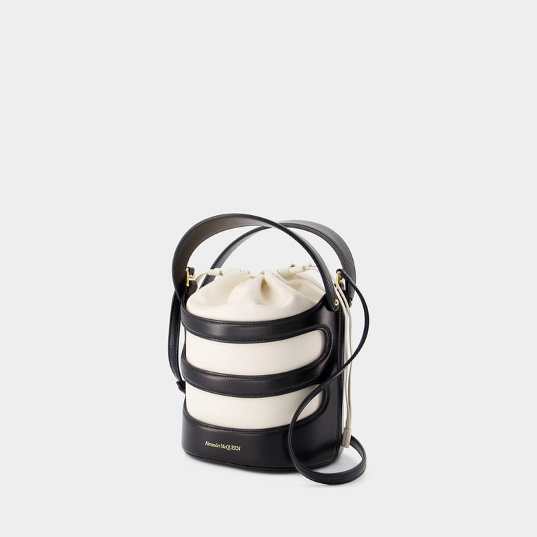 two-tone leather the rise bucket bag by Selfnex