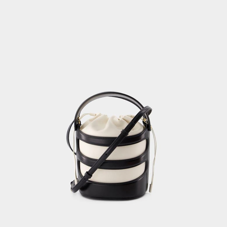 two-tone leather the rise bucket bag by Selfnex