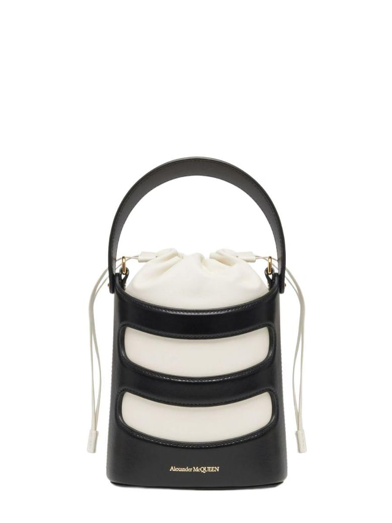 two-tone leather mini the rise bucket bag by Selfnex
