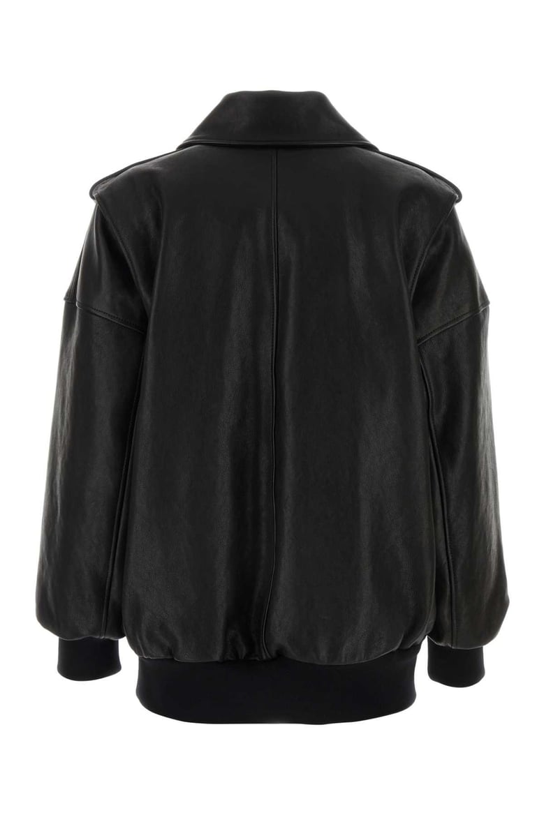 black leather oversize jacket by Selfnex