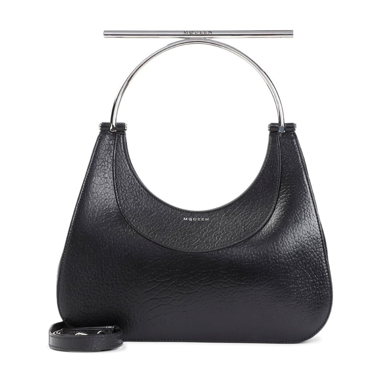 black leather cross-bar handbag by Selfnex