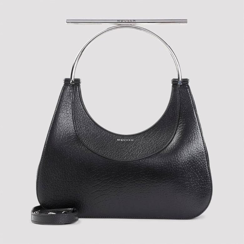 black leather cross-bar handbag by Selfnex