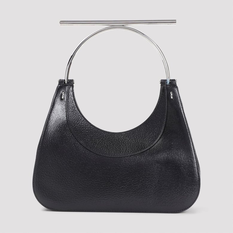 black leather cross-bar handbag by Selfnex