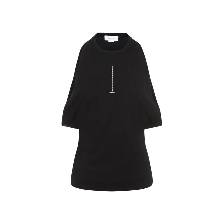 black stretch cotton top by Selfnex
