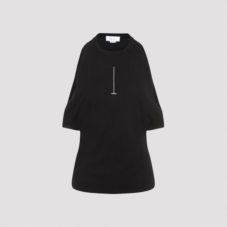 black stretch cotton top by Selfnex