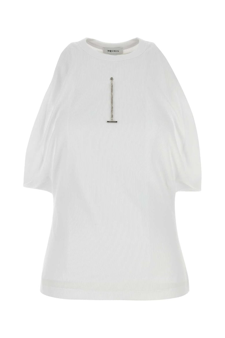 white stretch cotton top by Selfnex