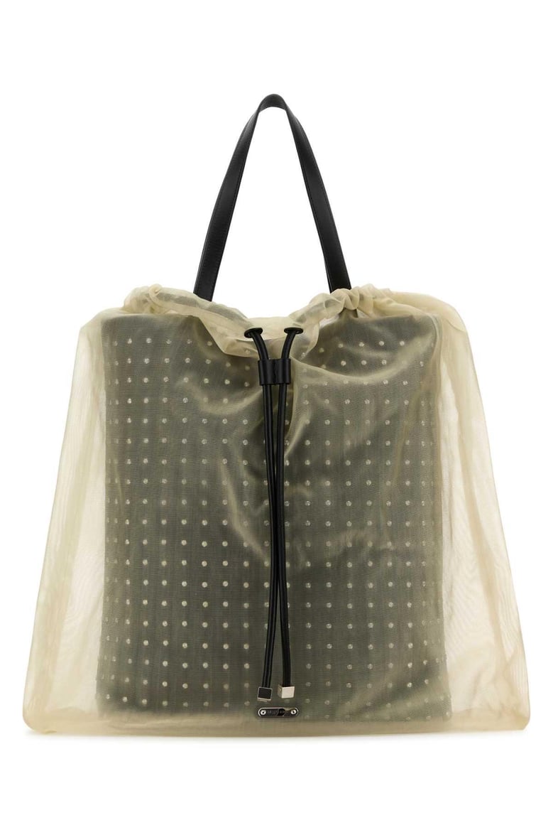 two-tone leather and tulle nebula shopping bag by Selfnex