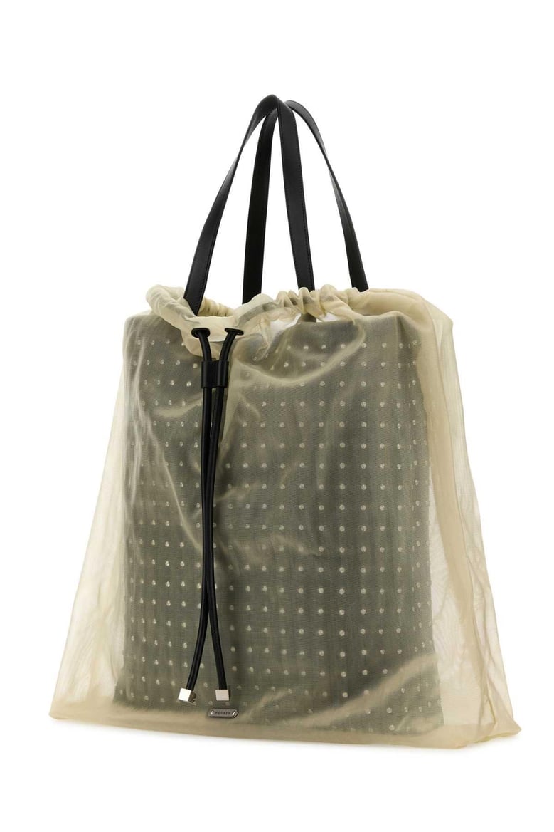two-tone leather and tulle nebula shopping bag by Selfnex