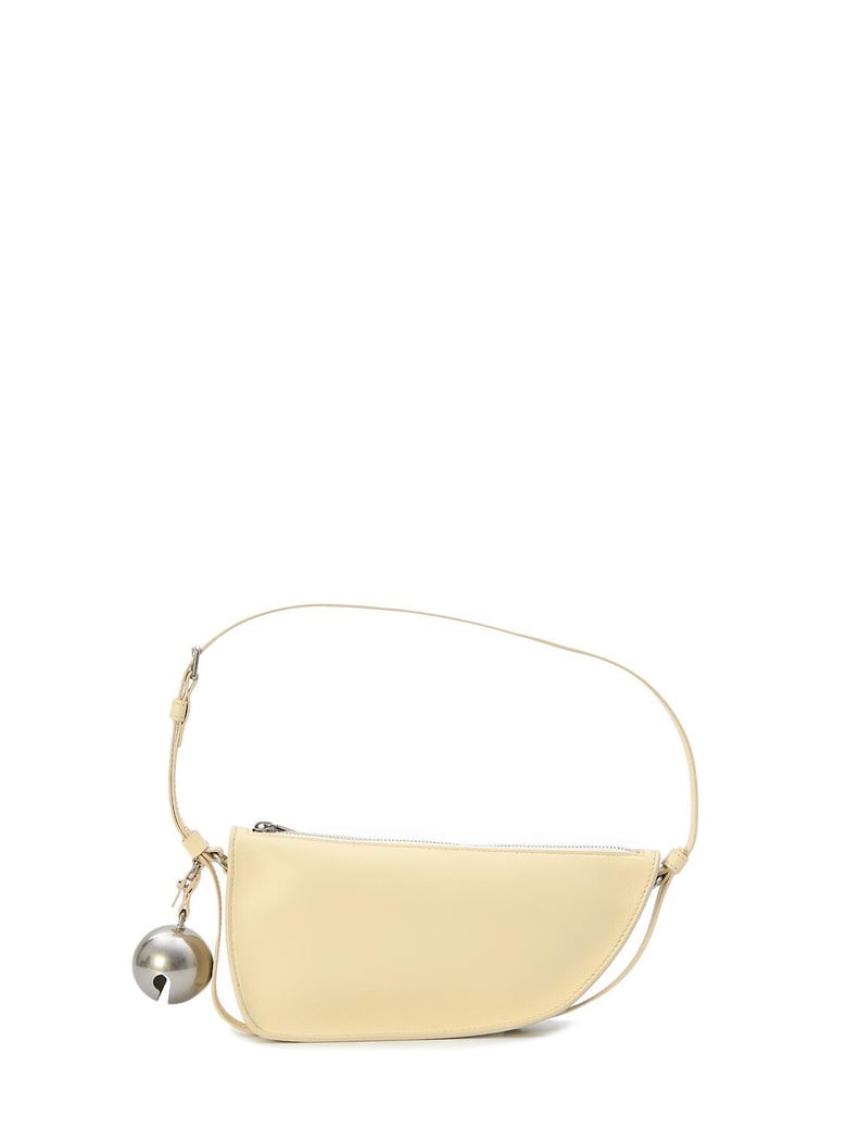 cream leather shield mini shoulder bag by Selfnex