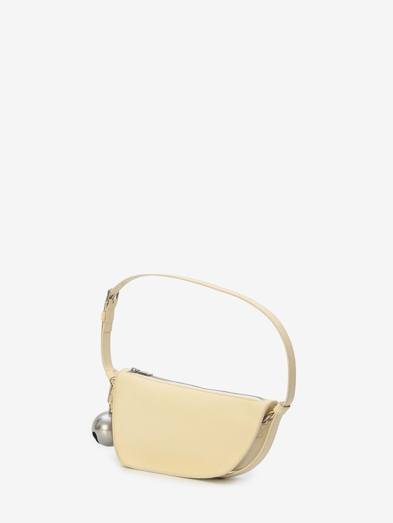 cream leather shield mini shoulder bag by Selfnex