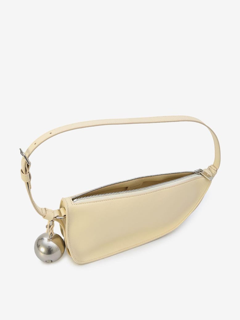cream leather shield mini shoulder bag by Selfnex