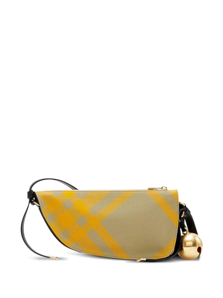 embroidered canvas mini shield shoulder bag by Selfnex
