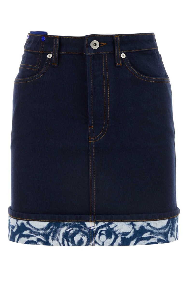 dark blue denim mini skirt by Selfnex