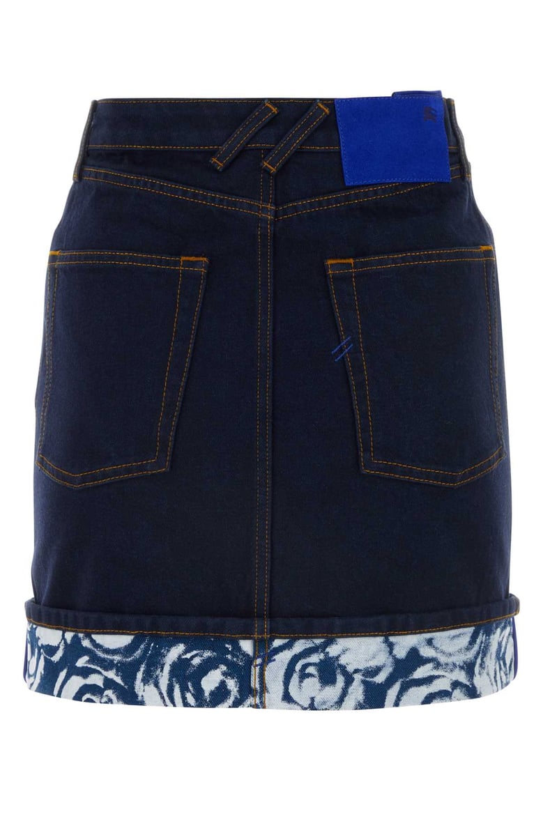 dark blue denim mini skirt by Selfnex