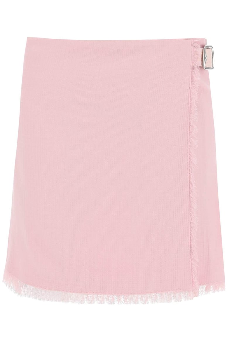 pink wool mini skirt by Selfnex