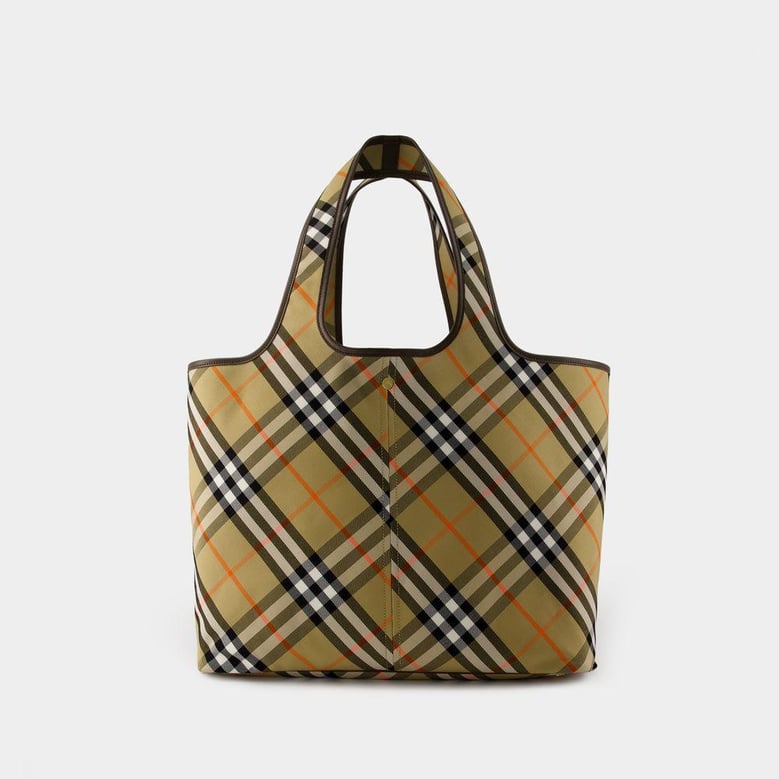 embroidered canvas medium check shopping bag by Selfnex