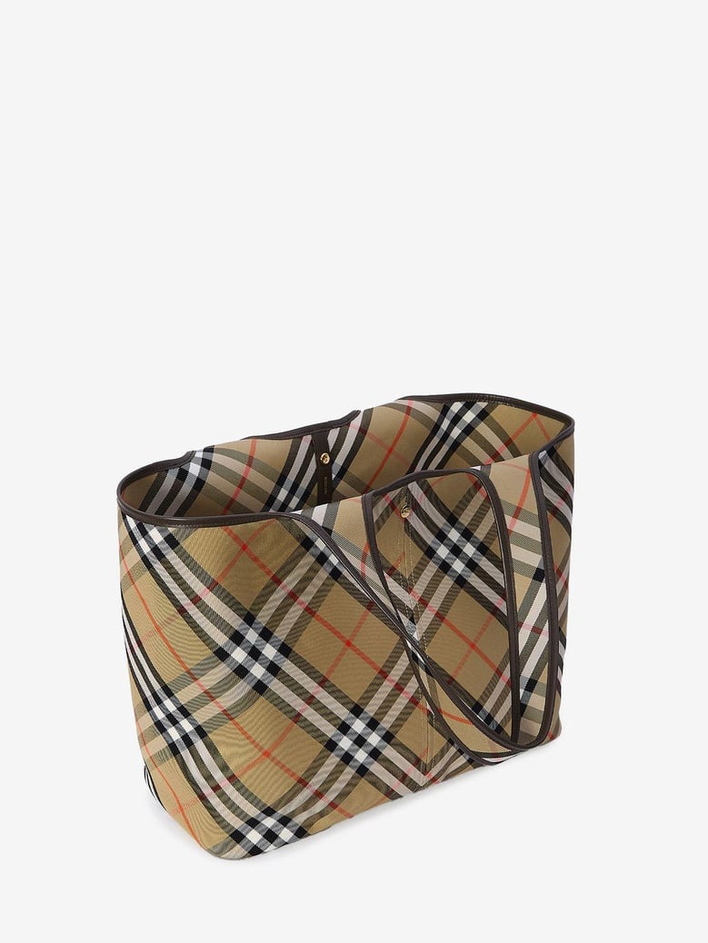 embroidered canvas medium check shopping bag by Selfnex