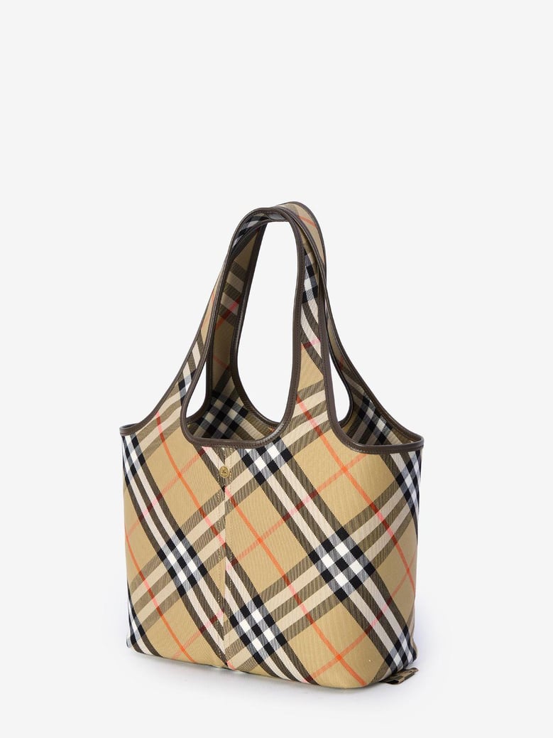 embroidered canvas small check shopping bag by Selfnex