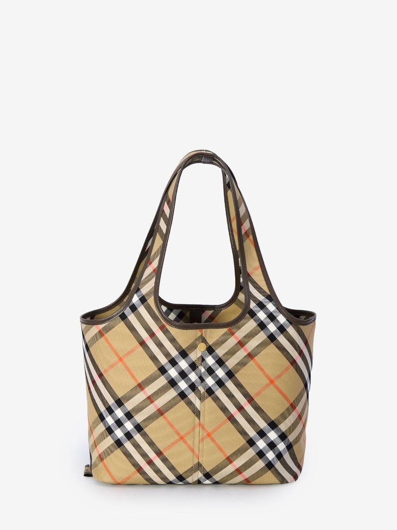 embroidered canvas small check shopping bag by Selfnex