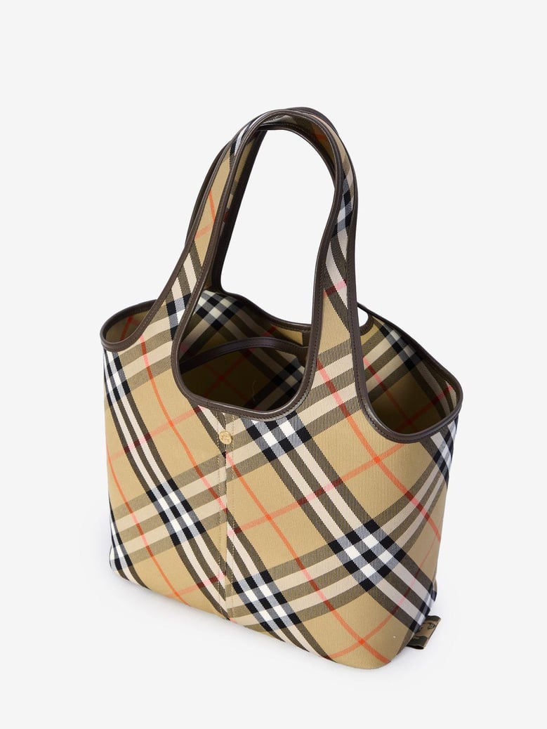 embroidered canvas small check shopping bag by Selfnex
