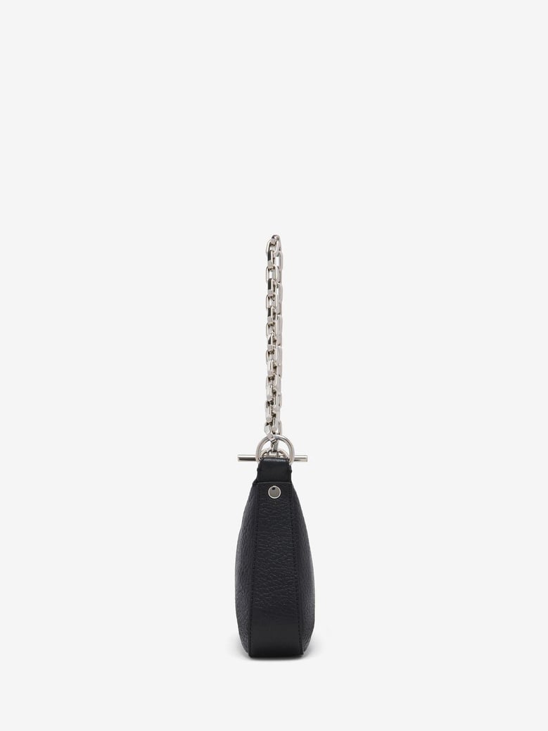 black leather mini t-bar handbag by Selfnex