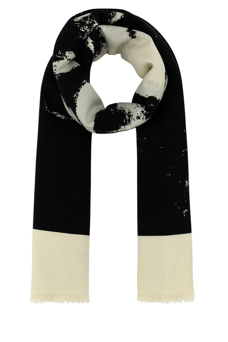 ivory silk blend scarf by Selfnex