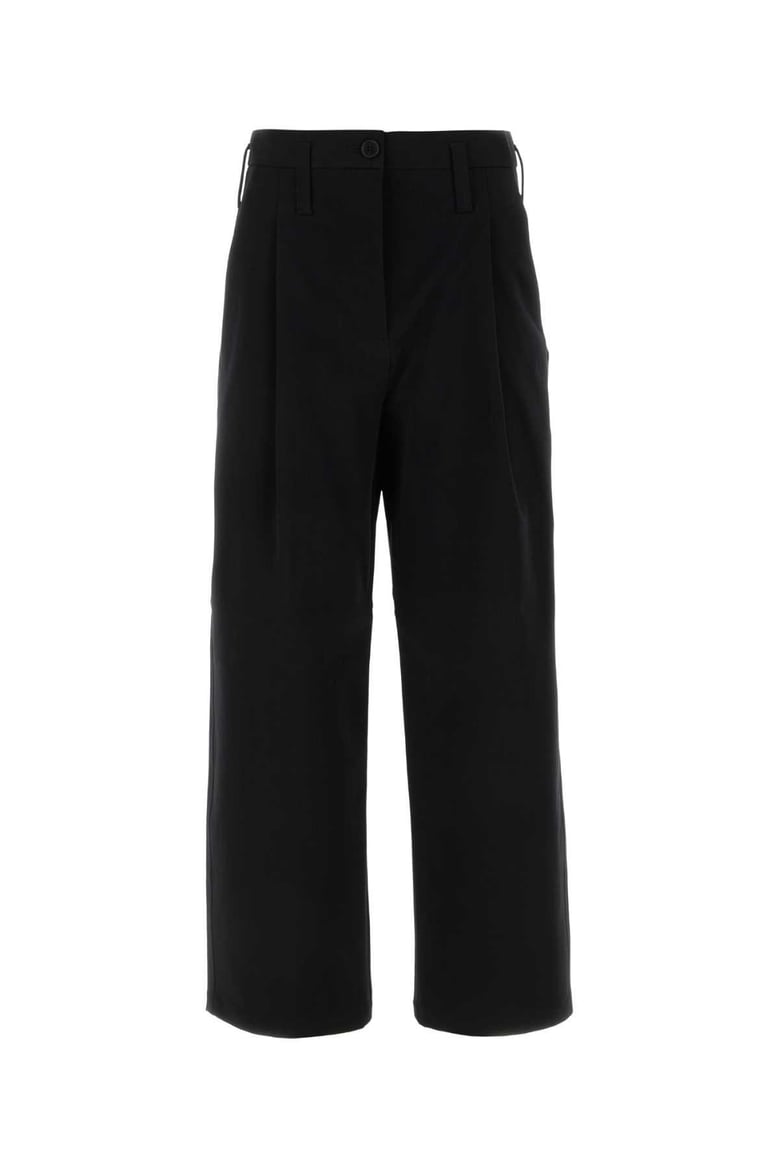 black stretch cotton wide-leg pant by Selfnex