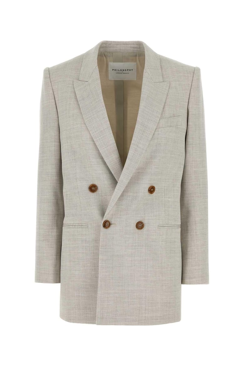 melange light grey stretch wool blend blazer by Selfnex