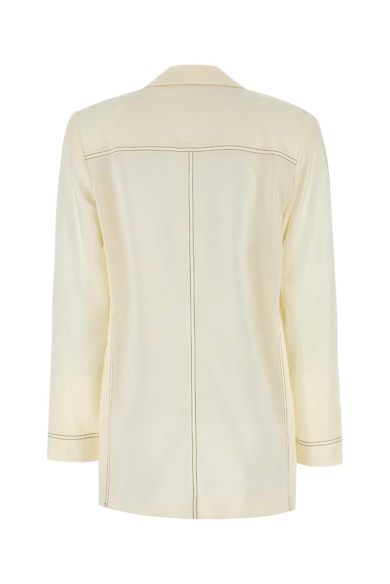 ivory polyester blend blazer by Selfnex