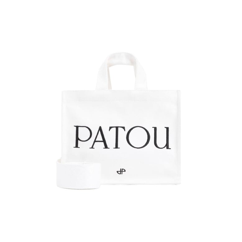 white canvas small tote patou shopping bag by Selfnex