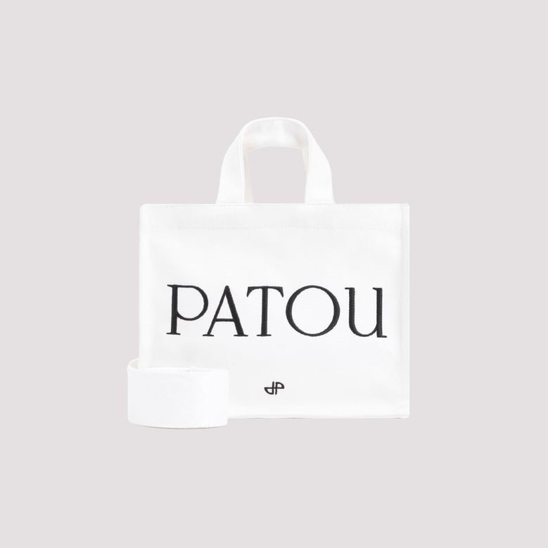 white canvas small tote patou shopping bag by Selfnex