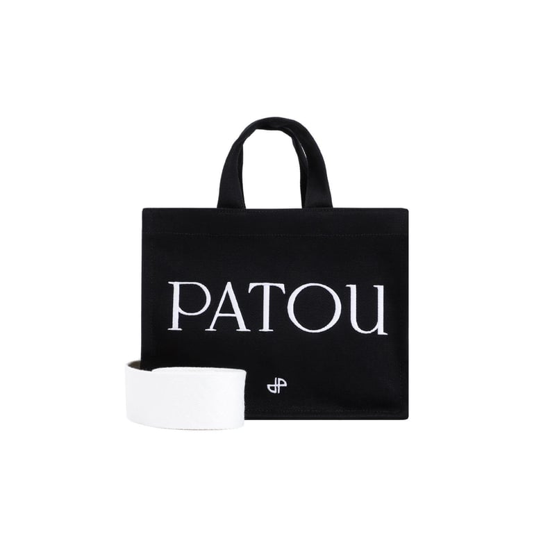black canvas small tote patou shopping bag by Selfnex