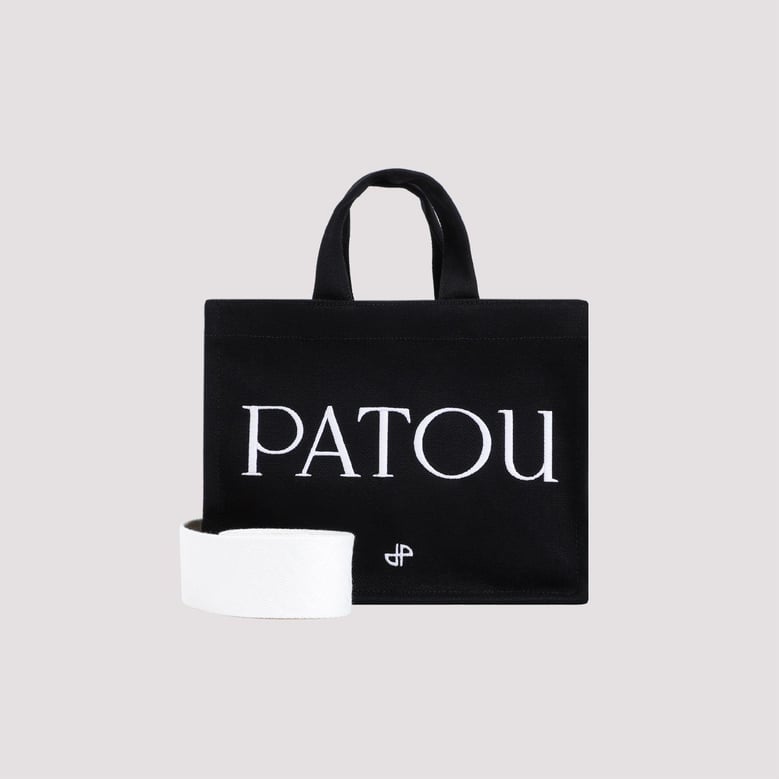 black canvas small tote patou shopping bag by Selfnex
