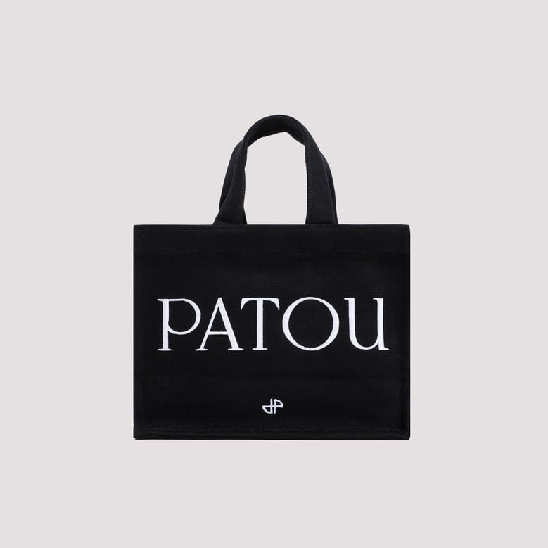 black canvas small tote patou shopping bag by Selfnex