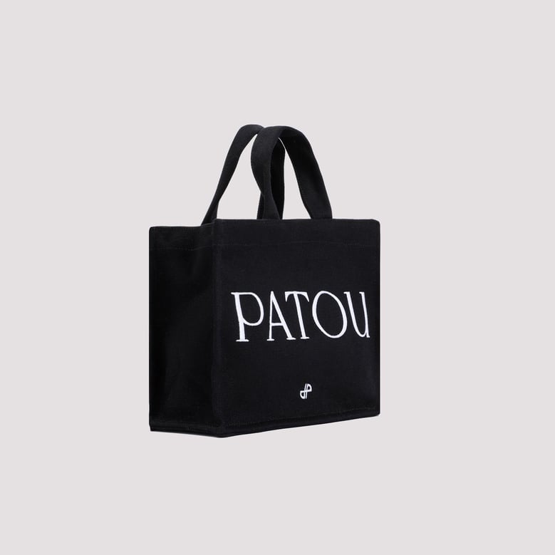 black canvas small tote patou shopping bag by Selfnex