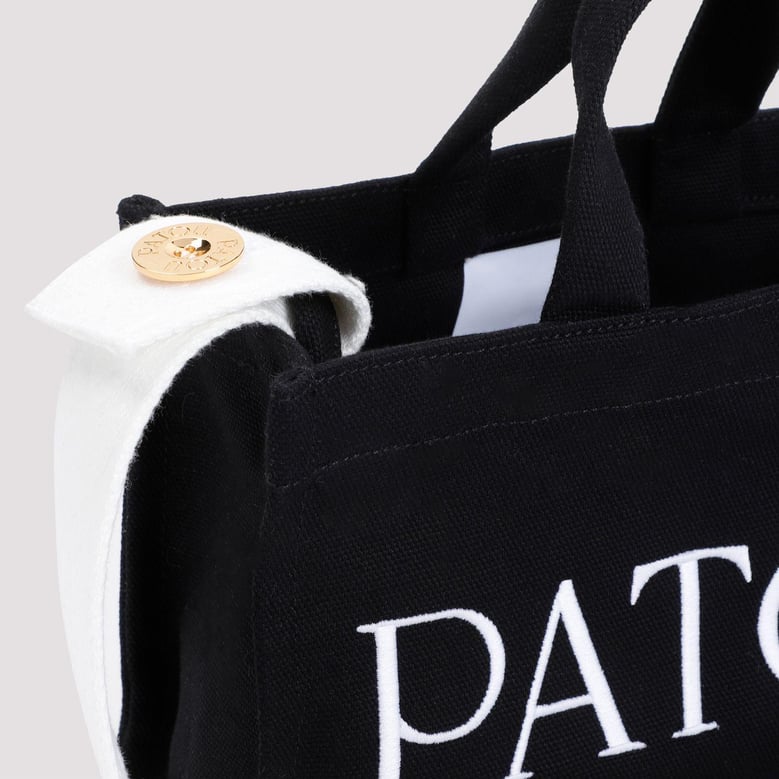 black canvas small tote patou shopping bag by Selfnex