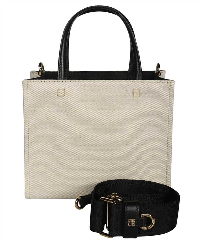 ivory canvas mini g-tote handbag by Selfnex