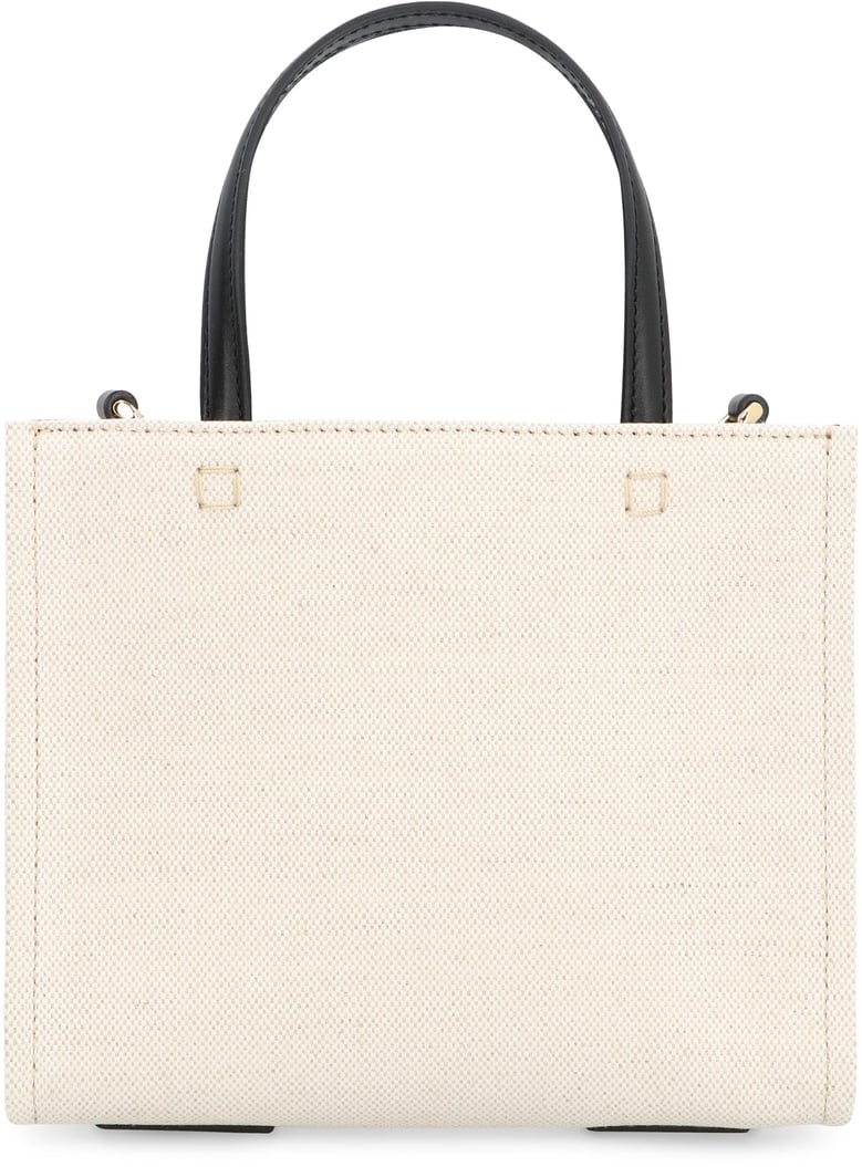 ivory canvas mini g-tote handbag by Selfnex