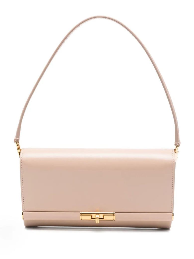 powder pink leather marlene clutch by Selfnex