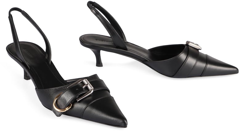 black leather voyou pumps by Selfnex