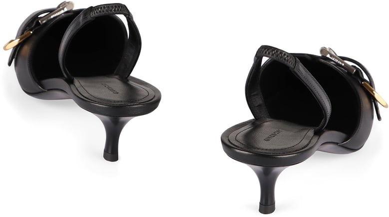 black leather voyou pumps by Selfnex