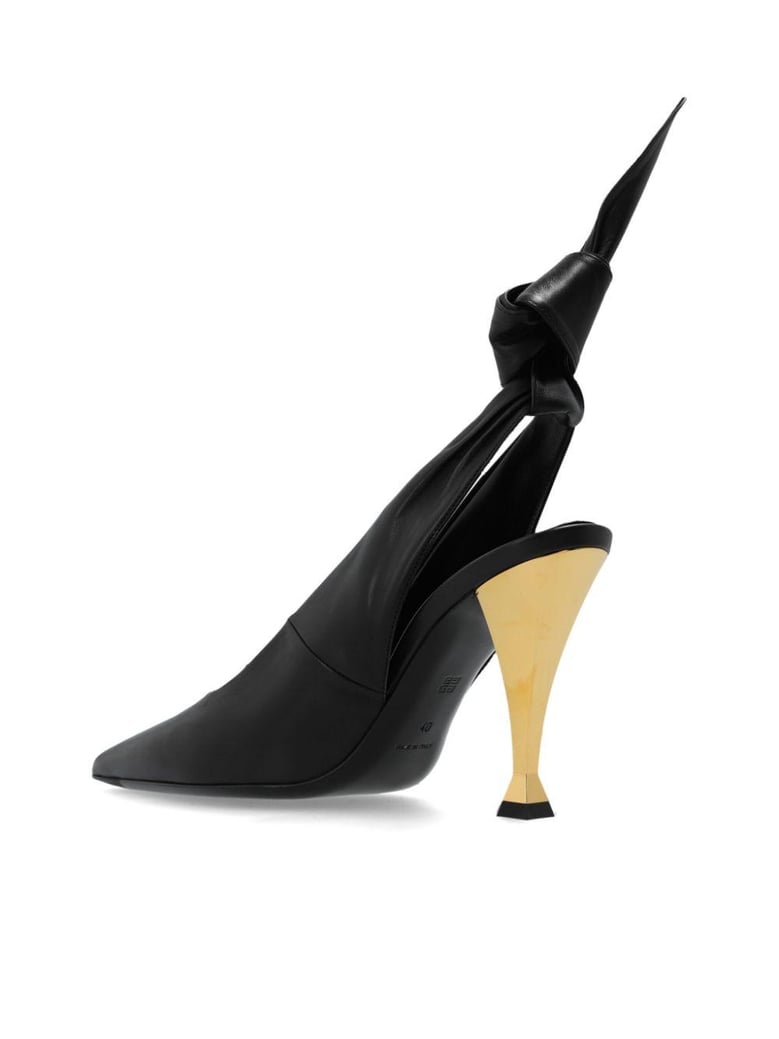 black nappa leather beauw pumps by Selfnex