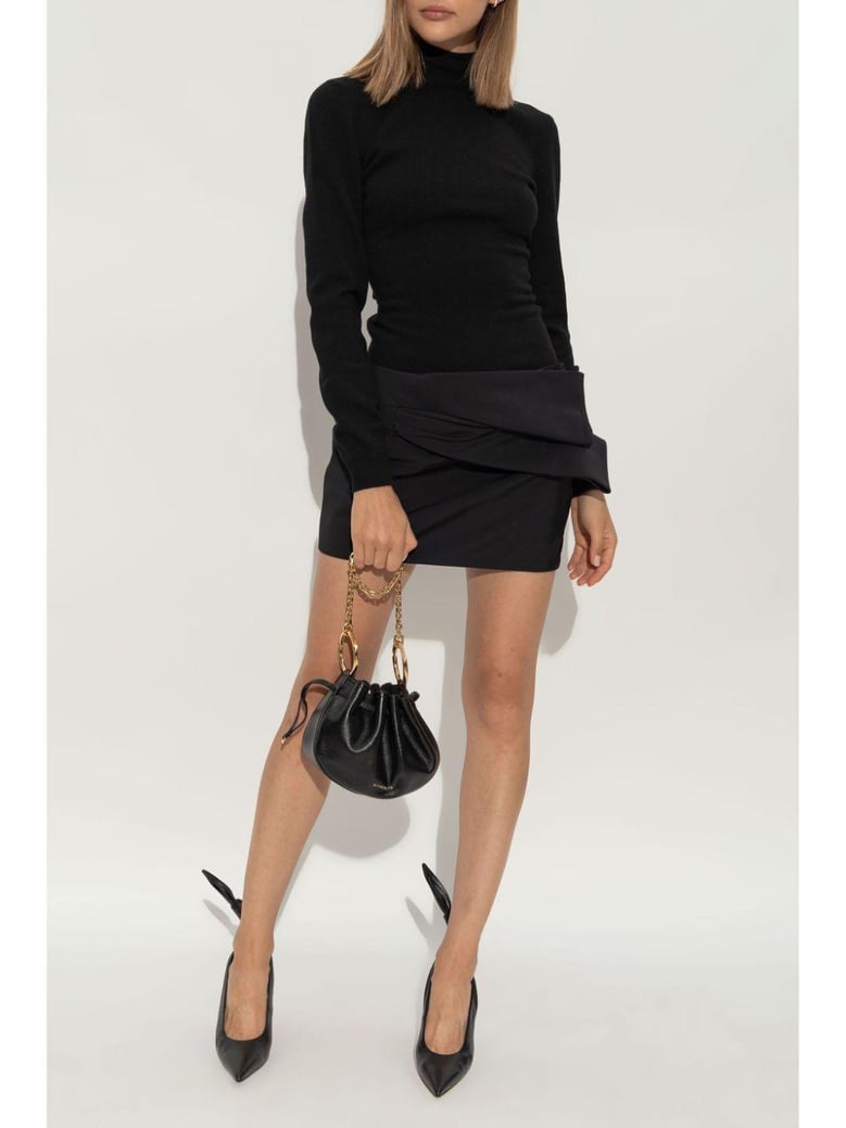 black nappa leather beauw pumps by Selfnex
