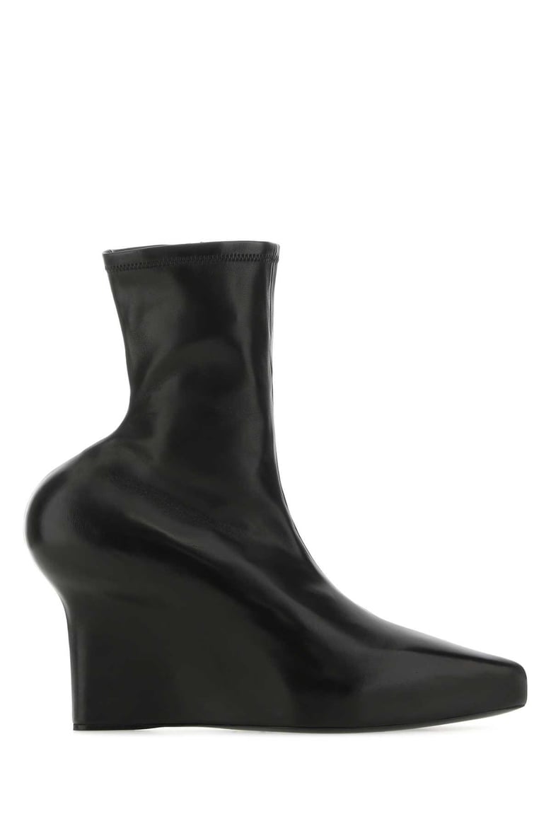 black nappa leather ankle boots by Selfnex