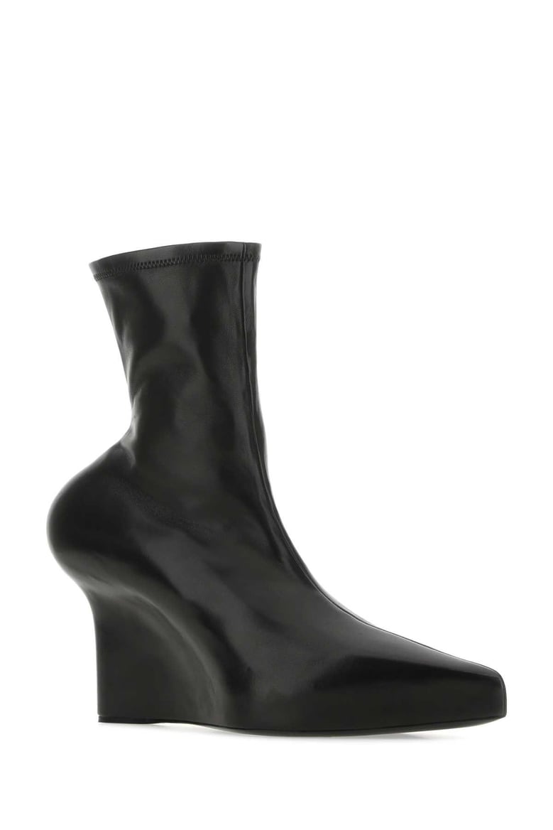 black nappa leather ankle boots by Selfnex