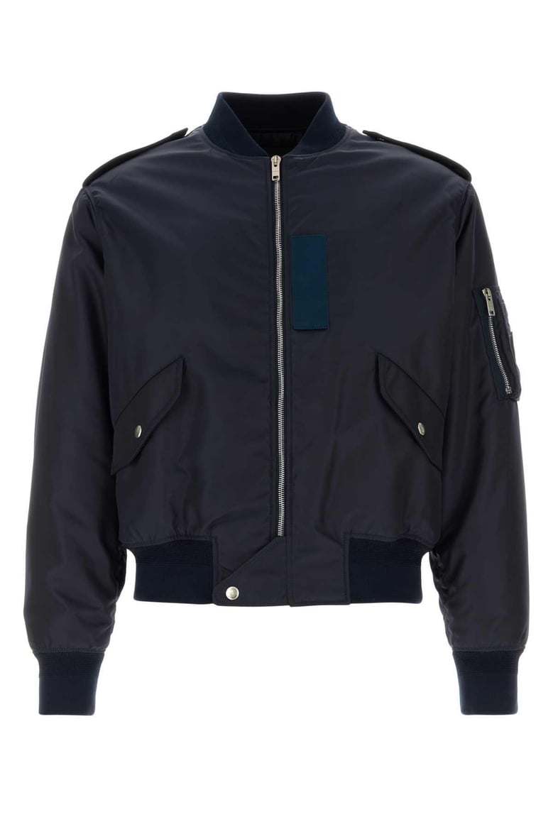 navy blue nylon bomber jacket by Selfnex