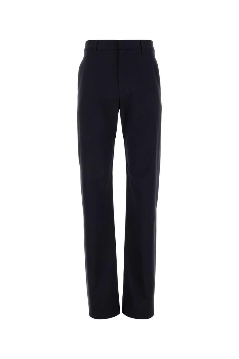 navy blue stretch wool blend pant by Selfnex