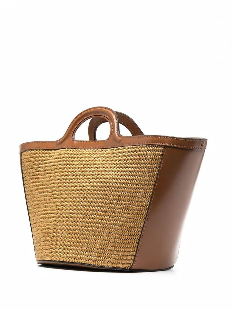 two-tone leather and raffia small tropicalia summer handbag by Selfnex