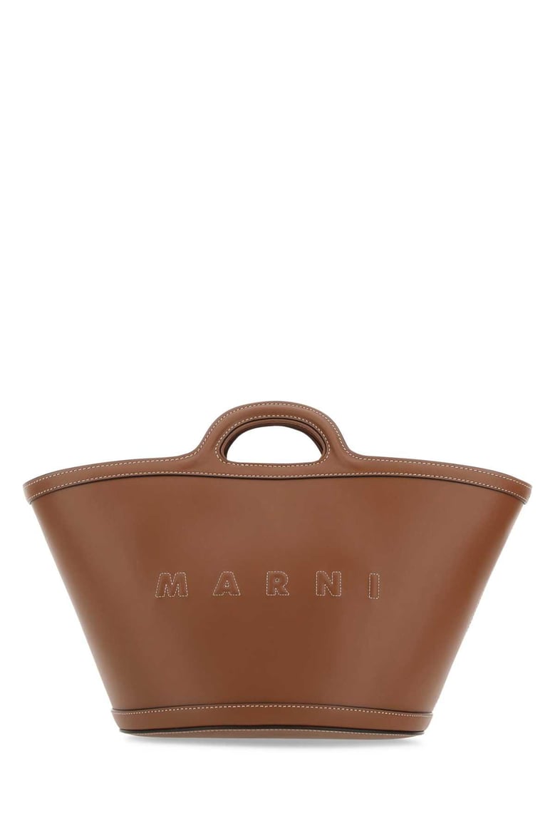 brown leather small tropicalia handbag by Selfnex