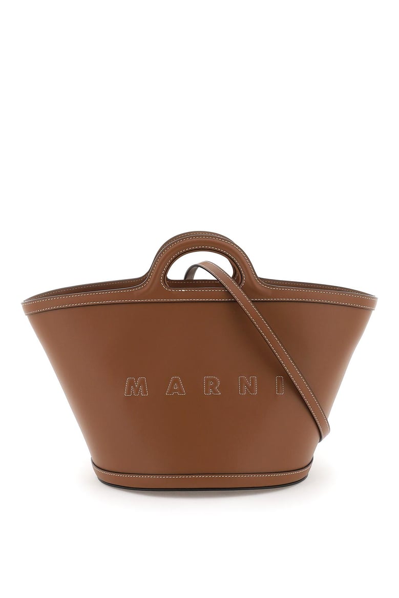 brown leather small tropicalia handbag by Selfnex